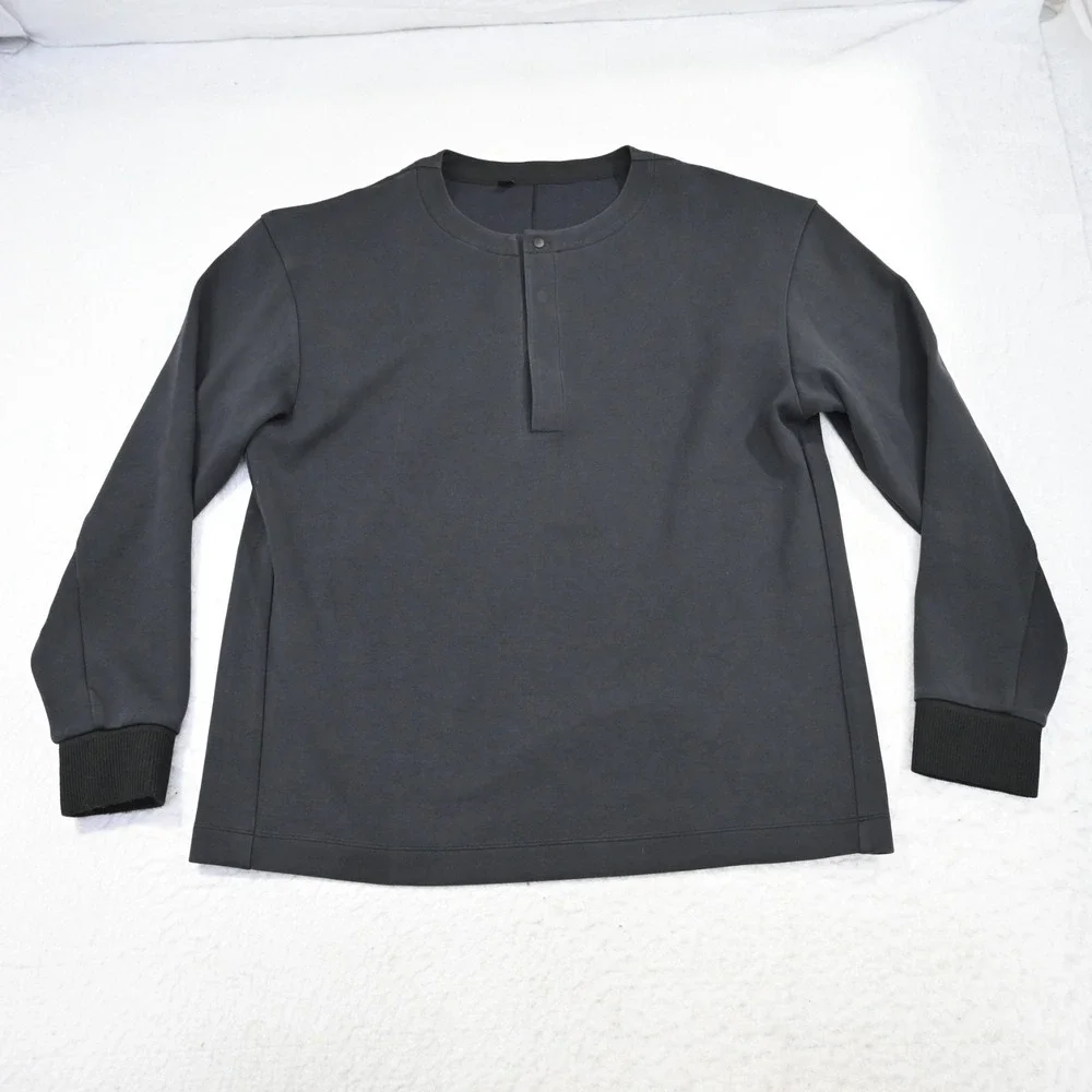 Lululemon Sweatshirt Black Snap Neck Long Sleeve Pullover Mens Size Large - Picture 6 of 9